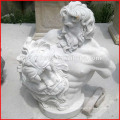 White marble famous antique artistic nude muscle male bust with lion head statue